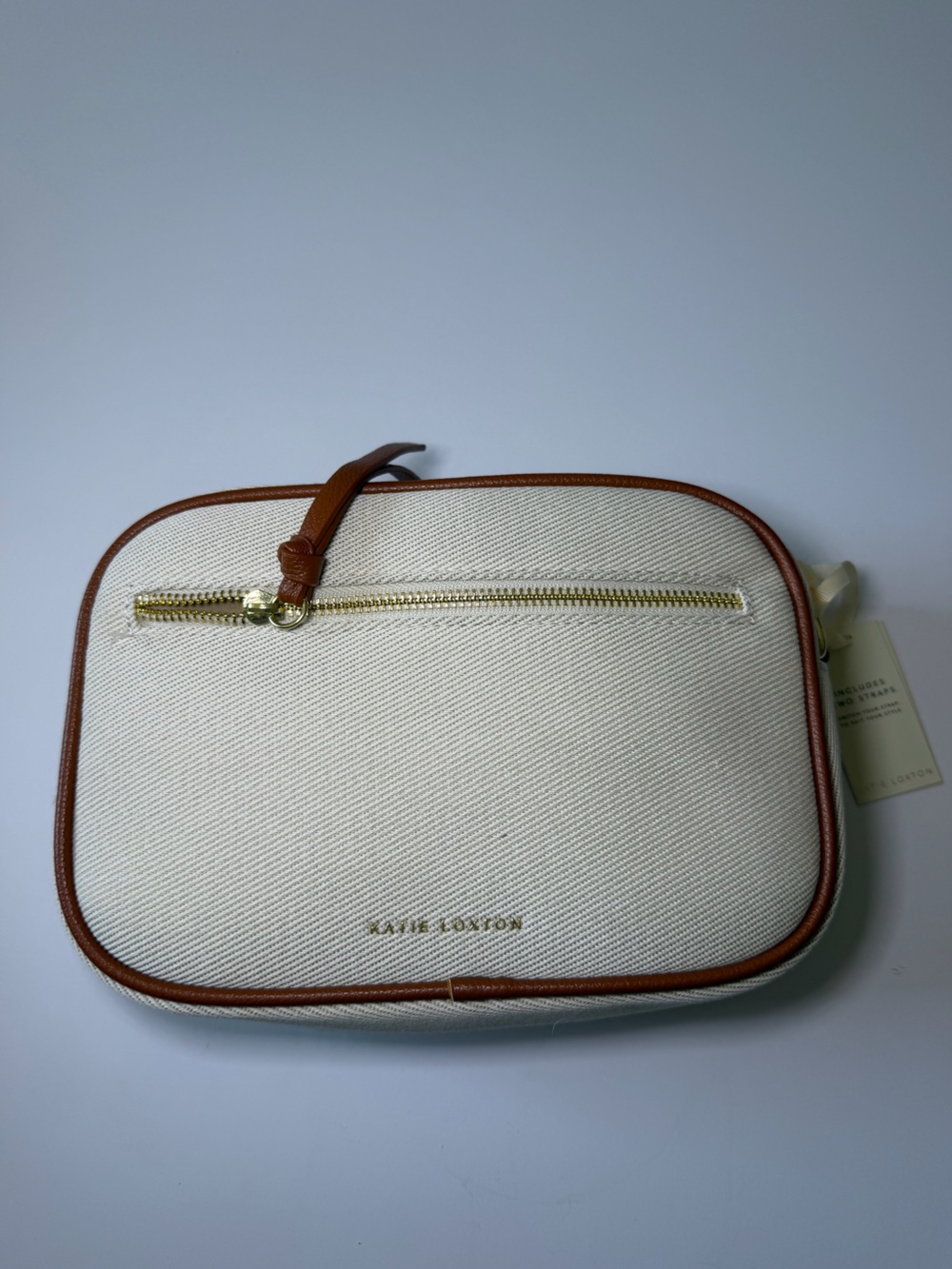 Katie Loxton Canvas Crossbody with Brown Trim